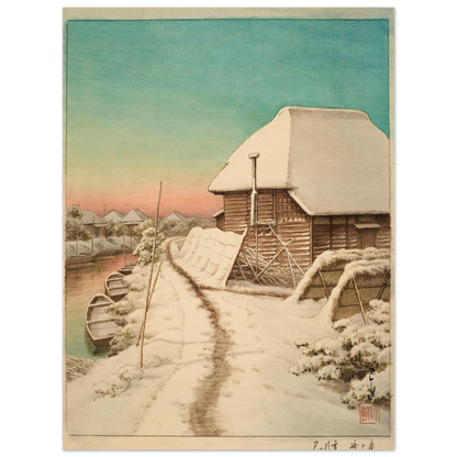 Morigasaki setsugo no yu (Evening after snow at Morigasaki) Art Print | Kawase Hasui-Quipham Collections