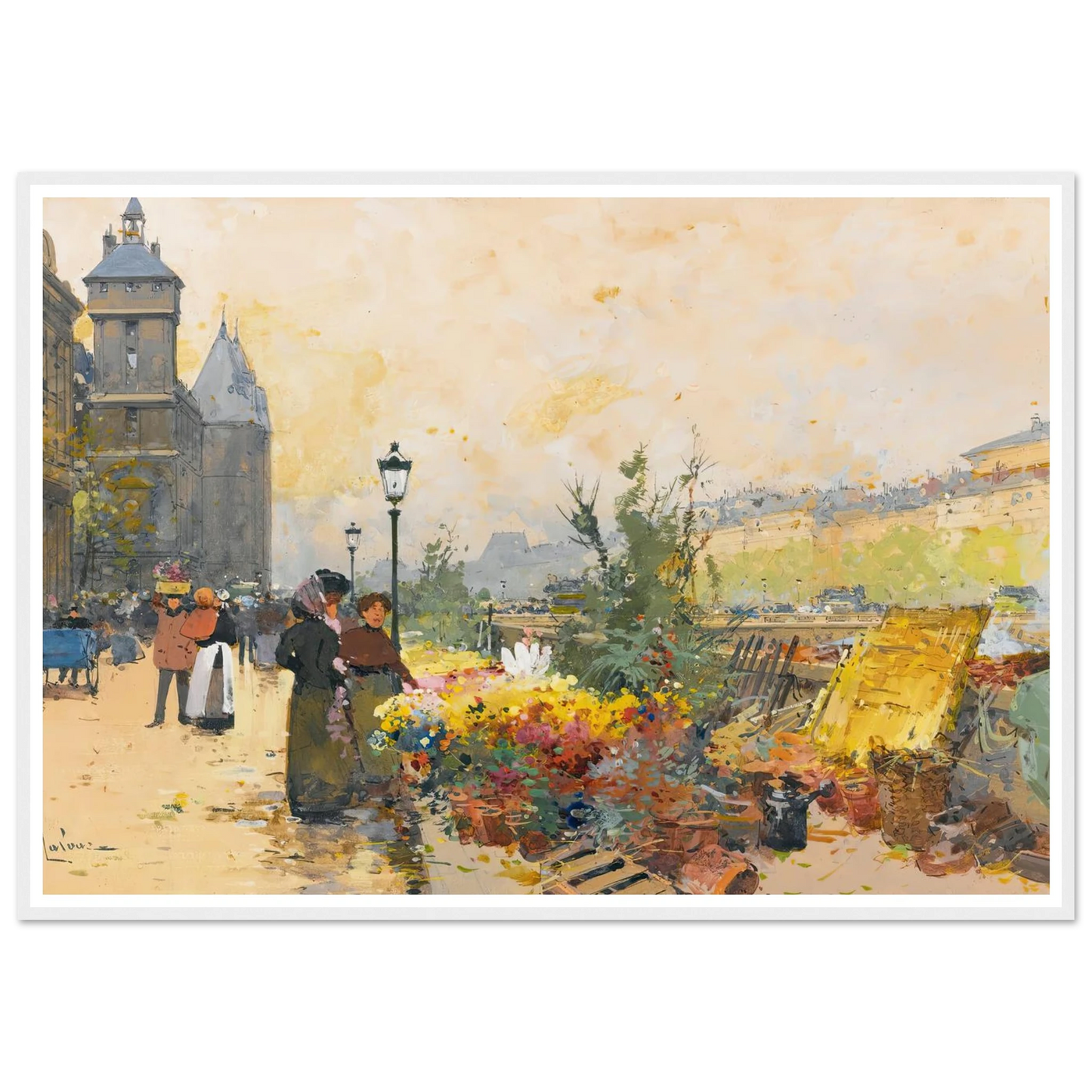 Le Marché Des Fleurs À La Cité Art Print | Eugene Galien Laloue-Quipham Collections