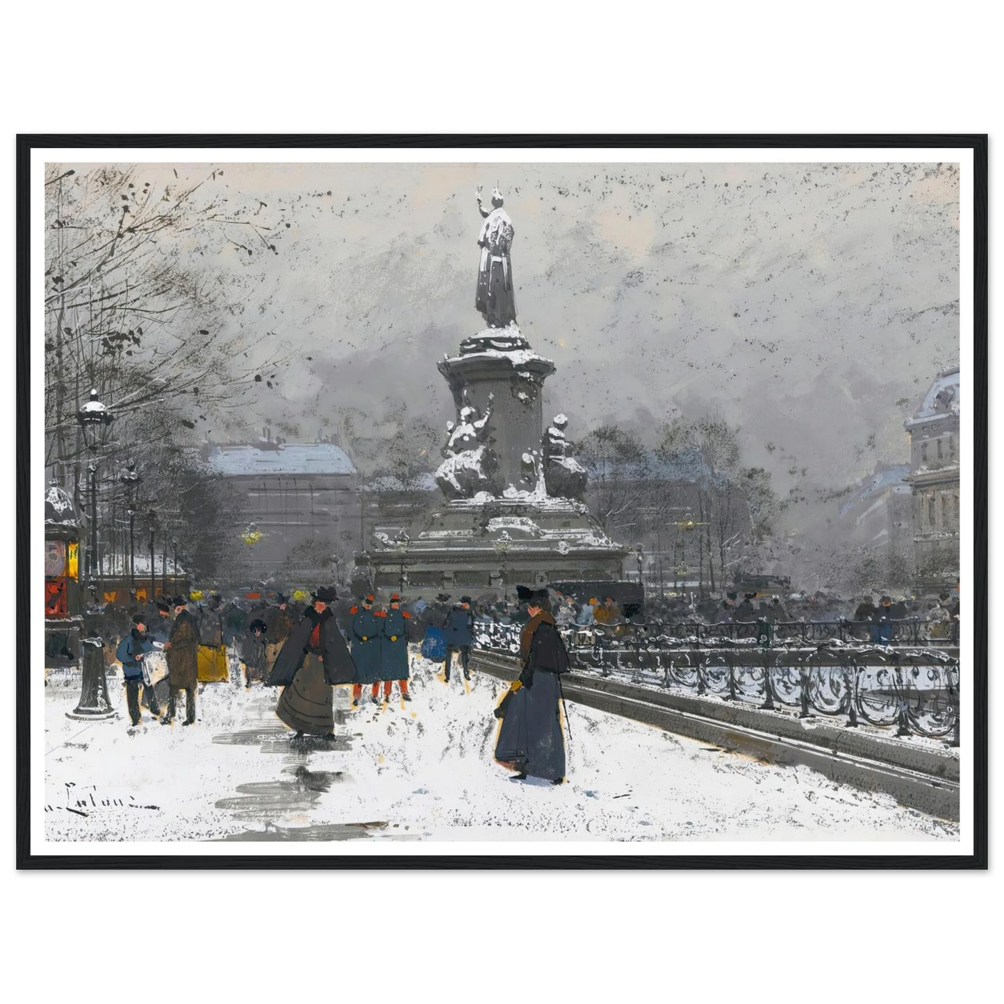 La Place De La République (Neige) Art Print | Eugene Galien Laloue-Quipham Collections