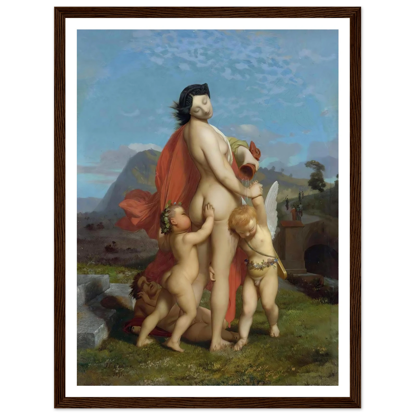 A Young Nymph Teased By Putti (1851) Art Print | Jean Leon Gerome-Quipham Collections
