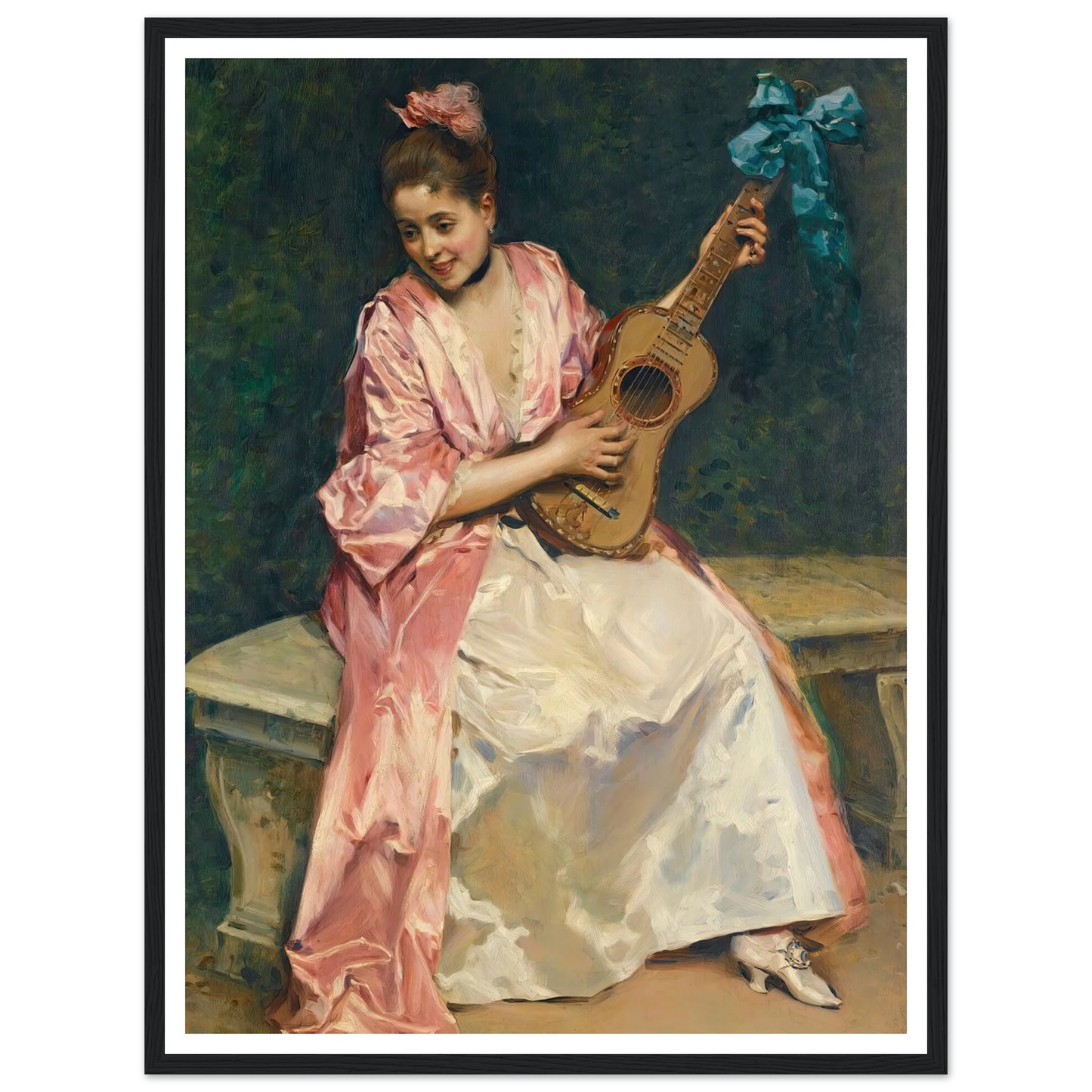 Aline with guitar Art Print | Raimundo de Madrazo y Garreta-Quipham Collections