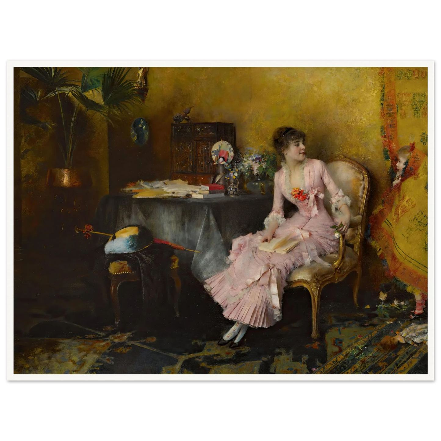 Jeune Femme En Rose Avec Son Enfant (1882) Art Print | Pascal Adolphe Jean Dagnan Bouveret-Quipham Collections