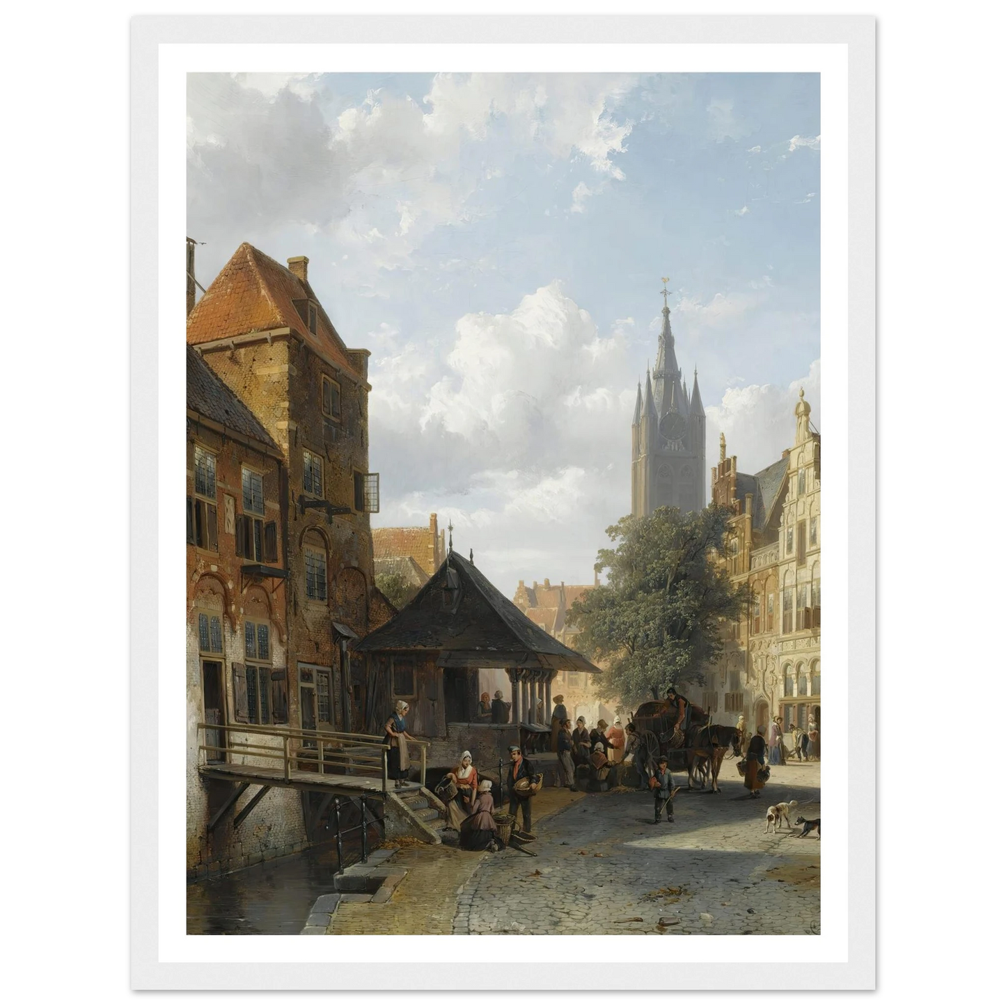 Figures At The Fish Market In Delft (1853) Art Print | Cornelis Springer-Quipham Collections