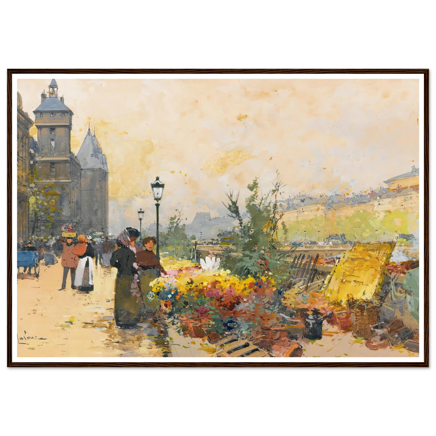 Le Marché Des Fleurs À La Cité Art Print | Eugene Galien Laloue-Quipham Collections