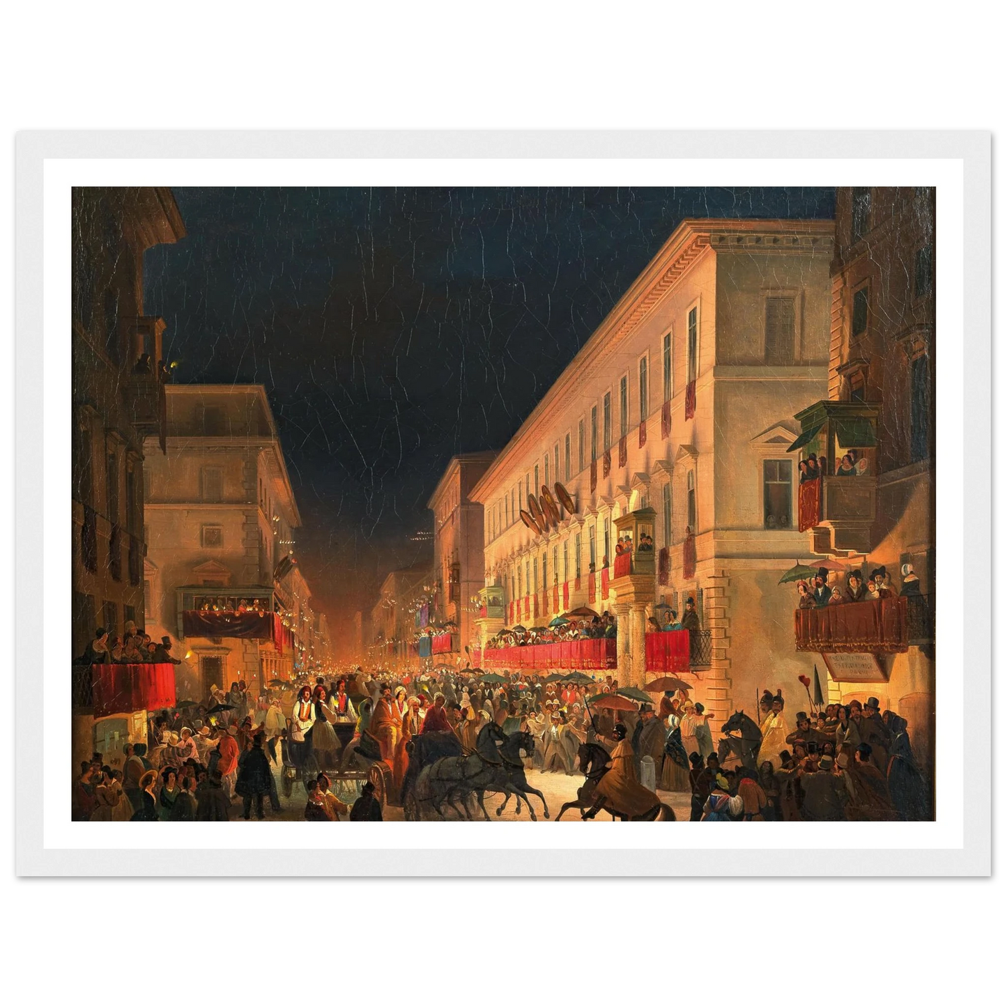 Carnival In Rome, The Feast Of Moccoletti Art Print | Ippolito Caffi-Quipham Collections