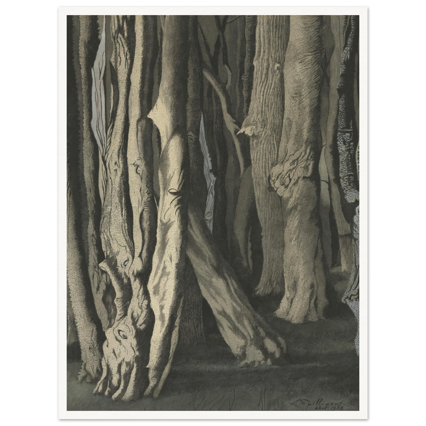 Bomen (Knoestige boomstammen) (1938) Art Print | Leon Spilliaert-Quipham Collections