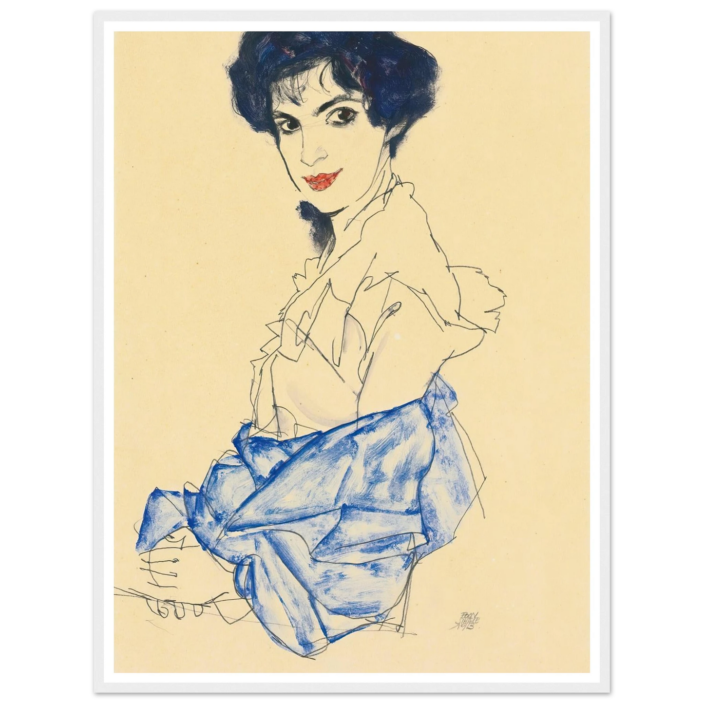 Elisabeth Lederer, Seated With Hands Folded (1913) Art Print | Egon Schiele-Quipham Collections