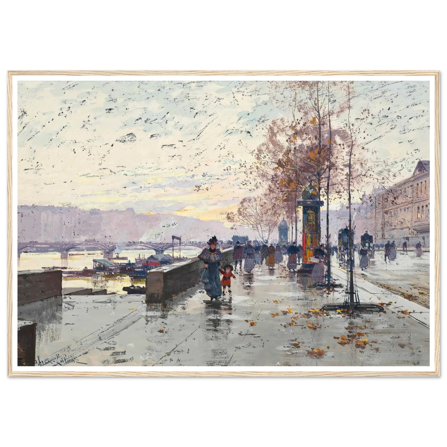 Figures at the Quai de Louvre, Paris Art Print | Eugene Galien Laloue-Quipham Collections
