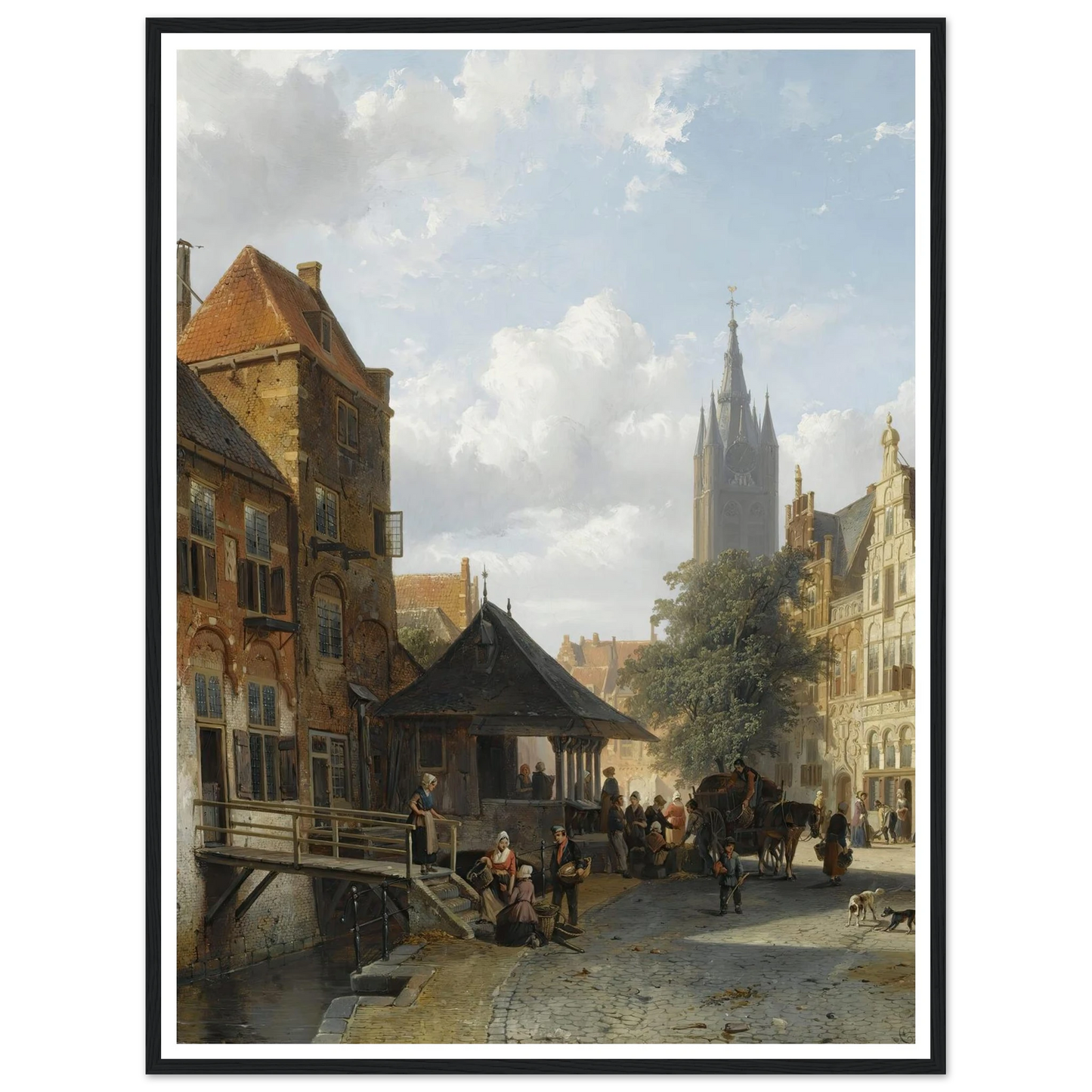 Figures At The Fish Market In Delft (1853) Art Print | Cornelis Springer-Quipham Collections