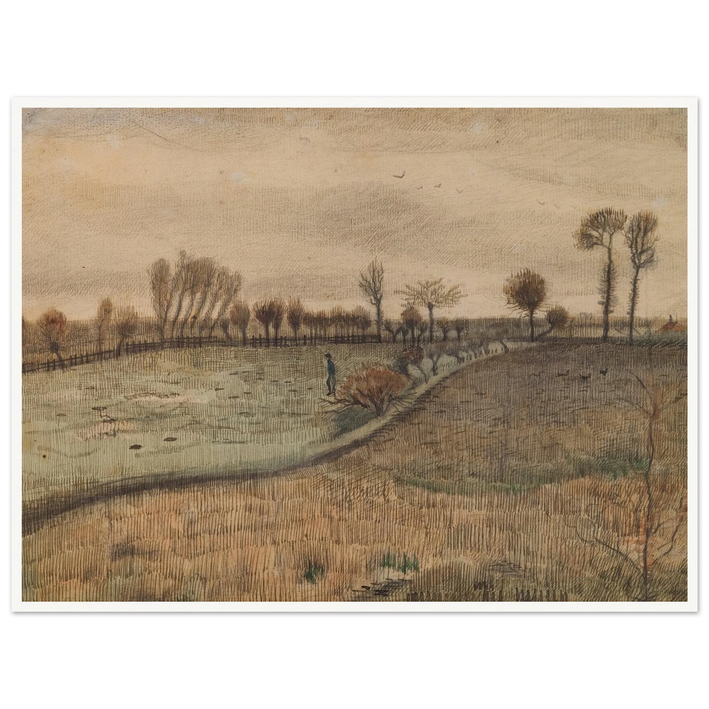 Landscape with Pollard Willows (c.1880) Art Print | Vincent van Gogh-Quipham Collections