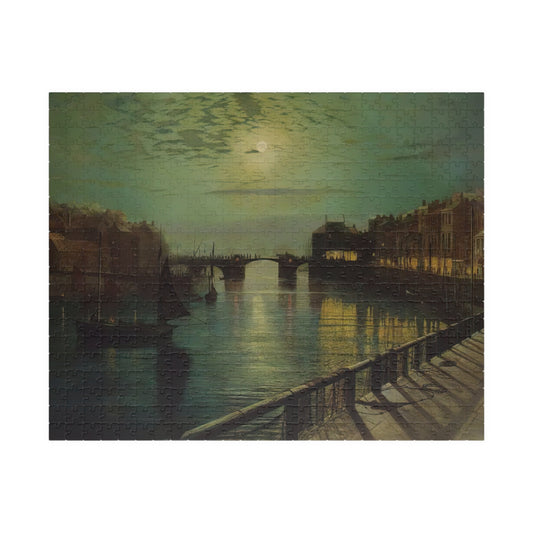 Whitby Harbor by Moonlight Puzzle | John Atkinson Grimshaw-Quipham Collections