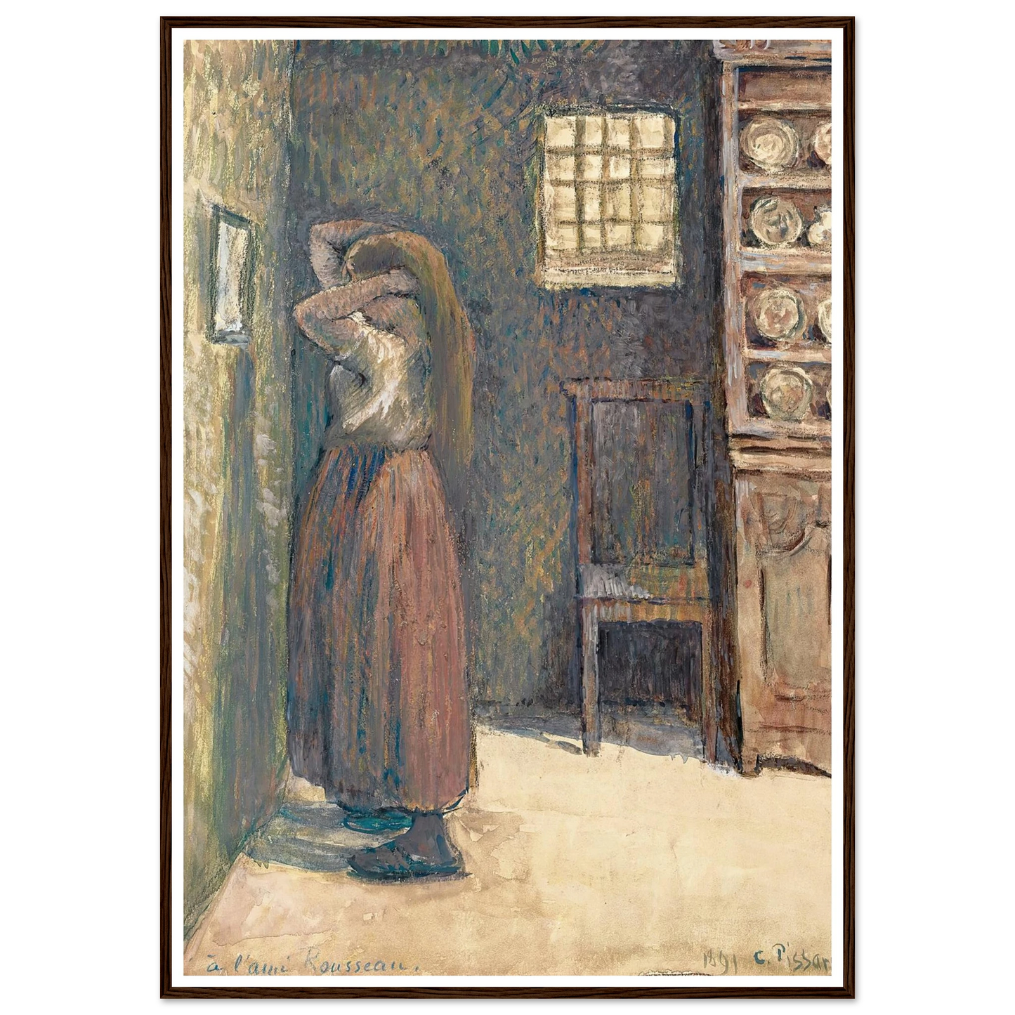 Jeune Paysanne Se Coiffant (1891) Art Print | Camille Pissarro-Quipham Collections