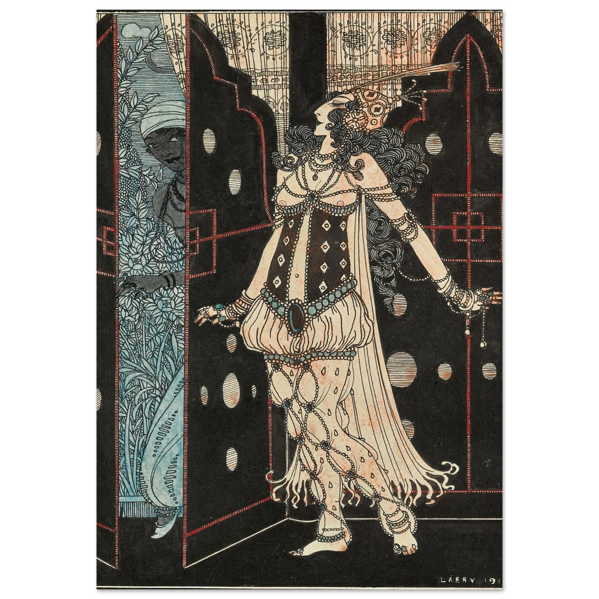 Ida Rubinstein and Vaslav Nijinsky in Scheherazade (1910) Art Print | George Barbier-Quipham Collections