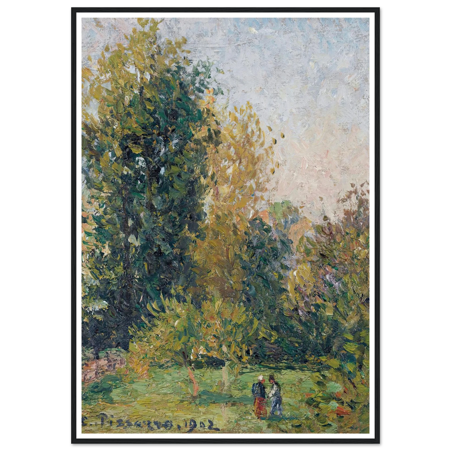 Paysage Avec Deux Personnages, Éragny, Automne (1902) Art Print | Camille Pissarro-Quipham Collections