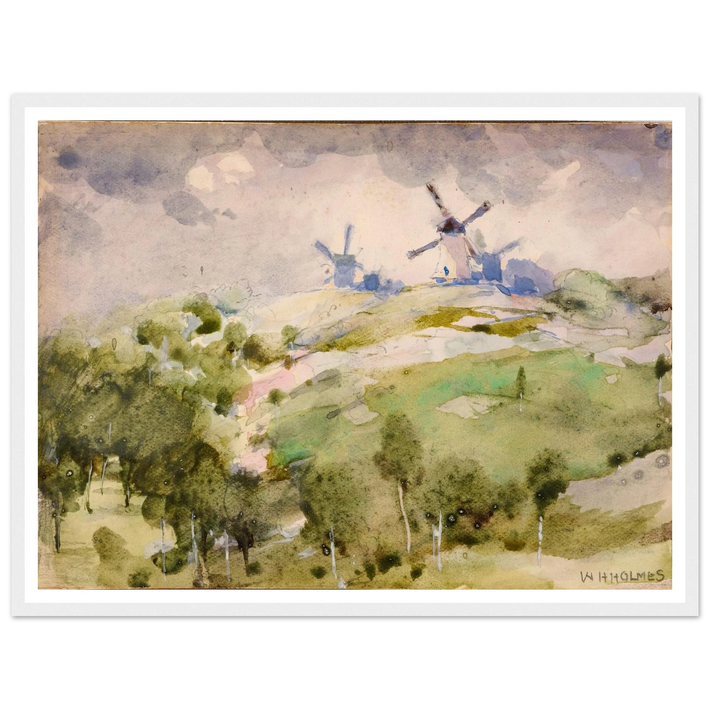 Windmills Art Print | William Henry Holmes-Quipham Collections