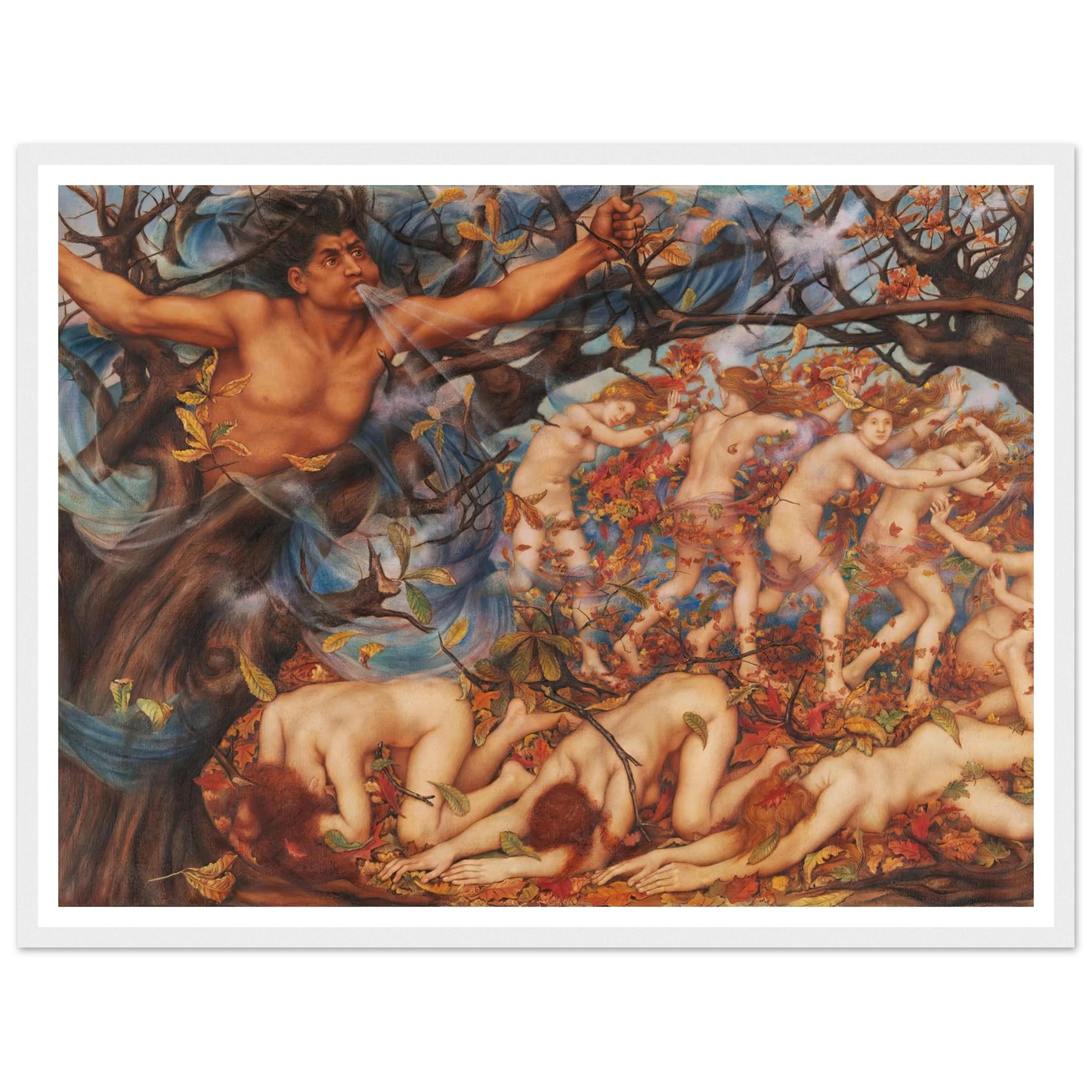 Boreas and the Fallen Leaves (1910) Art Print | Evelyn de Morgan-Quipham Collections
