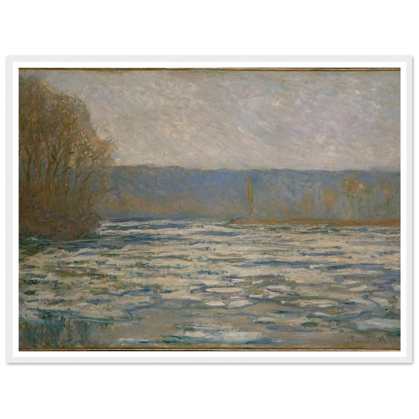 Ice breaking up on the Seine near Bennecourt (1893) Art Print | Claude Monet-Quipham Collections