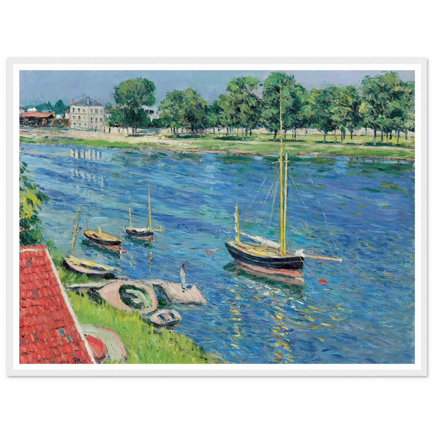 La Seine à Argenteuil, bateaux au mouillage (1883) Art Print | Gustave Caillebotte-Quipham Collections