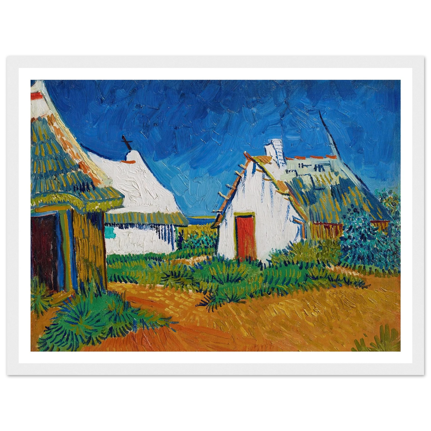 Three white cottages in Saintes-Maries (1888) Art Print | Vincent van Gogh-Quipham Collections