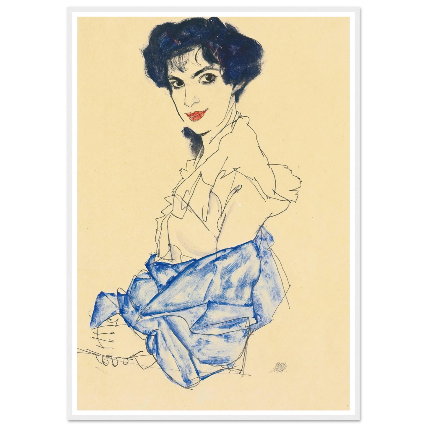 Elisabeth Lederer, Seated With Hands Folded (1913) Art Print | Egon Schiele-Quipham Collections
