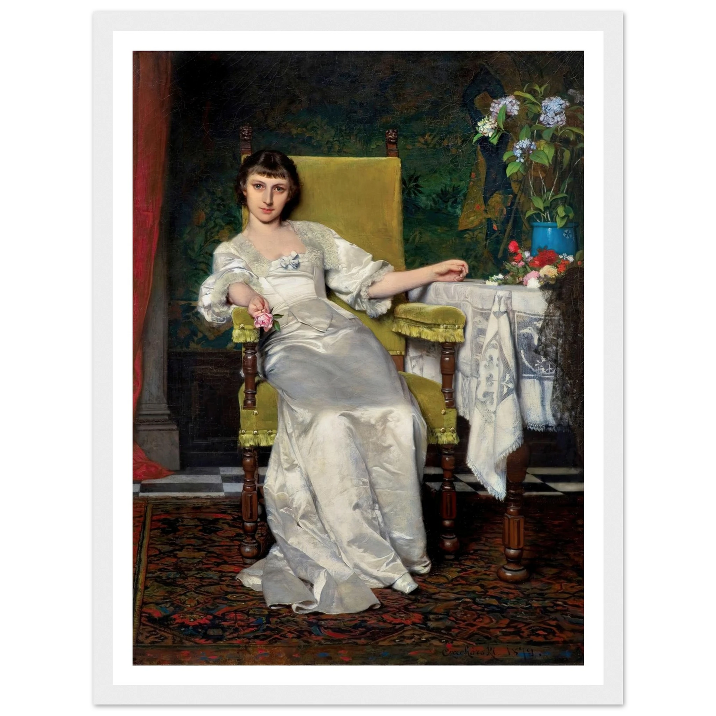 A lady with rose (1879) Art Print | Wladyslaw Czachorski-Quipham Collections