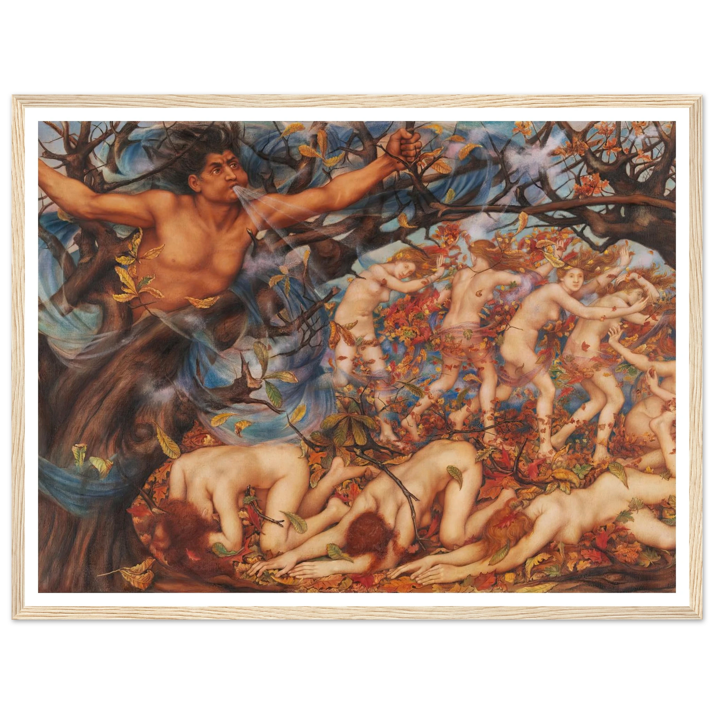 Boreas and the Fallen Leaves (1910) Art Print | Evelyn de Morgan-Quipham Collections