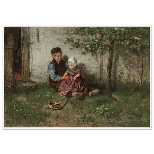 Children Playing with a Toy Wagon Art Print | Jozef Israels-Quipham Collections