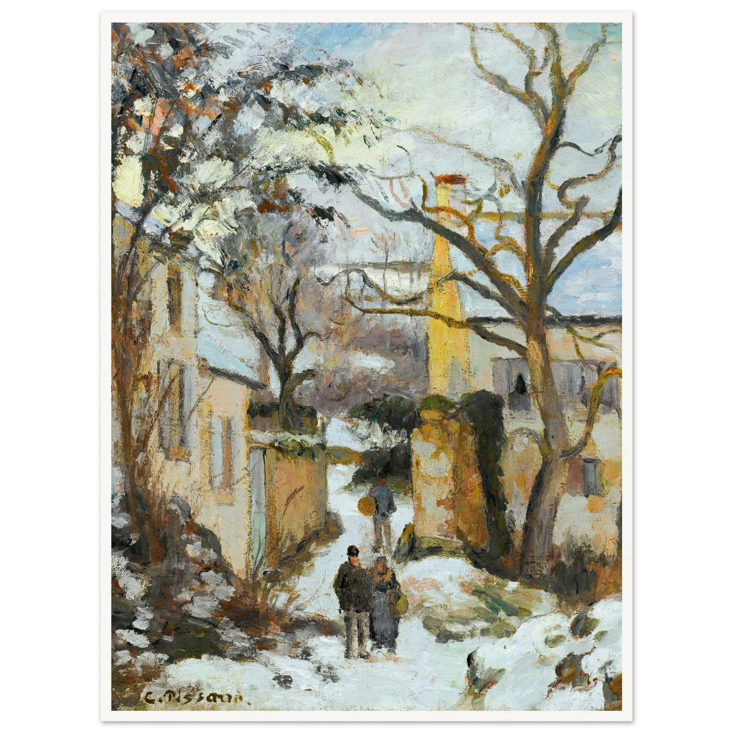 La Maison Rondest Sous La Neige, Pontoise Or Chemin De L’hermitage, Pontoise, Sous La Neige (circa 1875) Art Print | Camille Pissarro-Quipham Collections