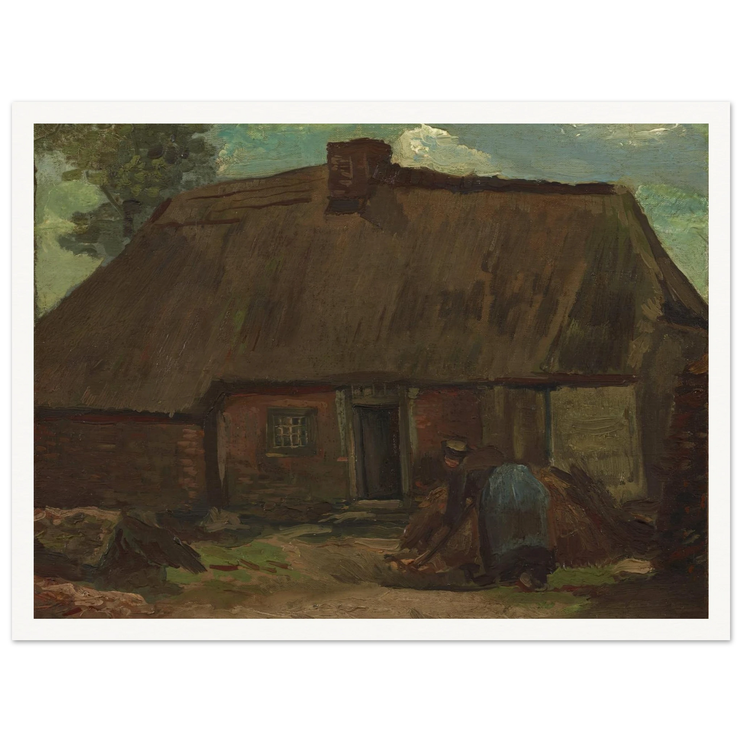 Cottage with Peasant Woman Digging (1885) Art Print | Vincent van Gogh-Quipham Collections