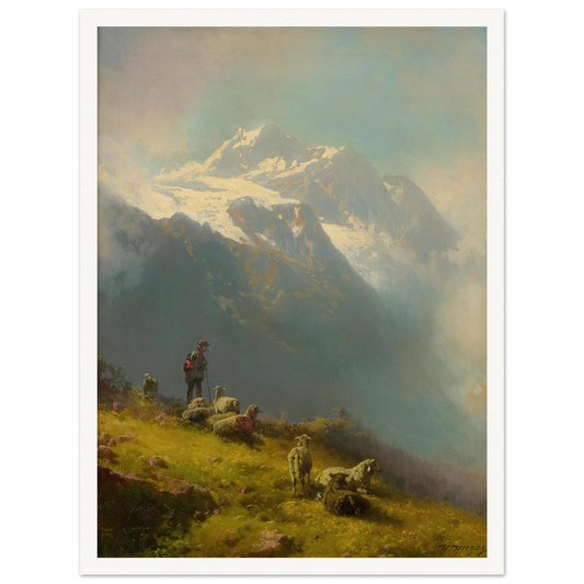 A Shepherd With His Flock Art Print | Hermann Ottomar Herzog-Quipham Collections