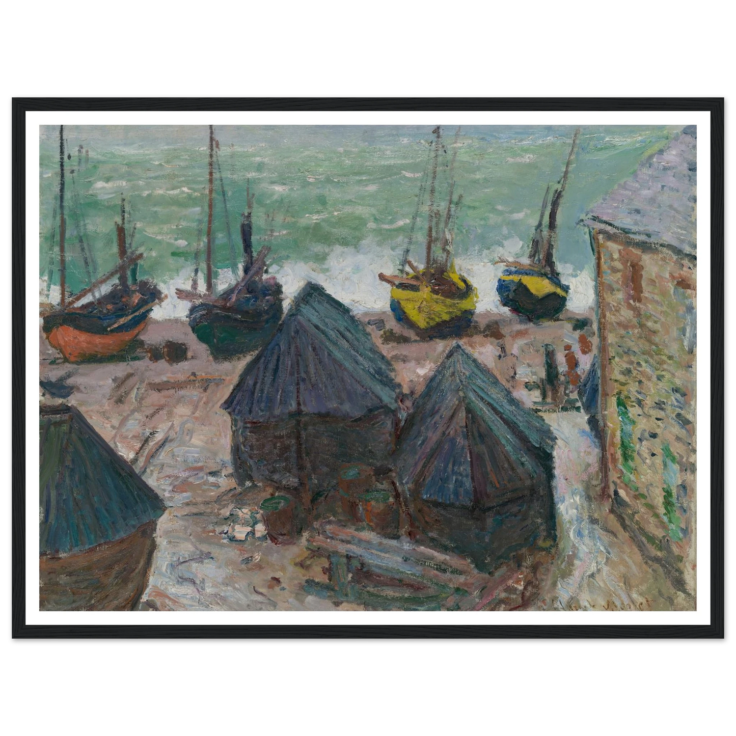 Boats on the Beach at Étretat (1885) Art Print | Claude Monet-Quipham Collections