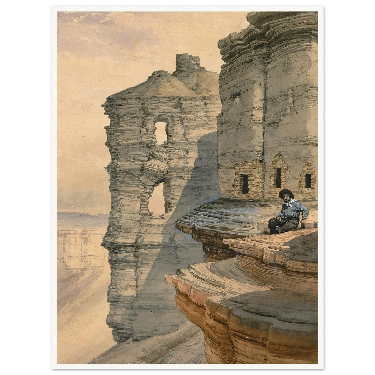Cliff Houses On The Rio Mancos, Colorado (1878) Art Print | William Henry Holmes-Quipham Collections