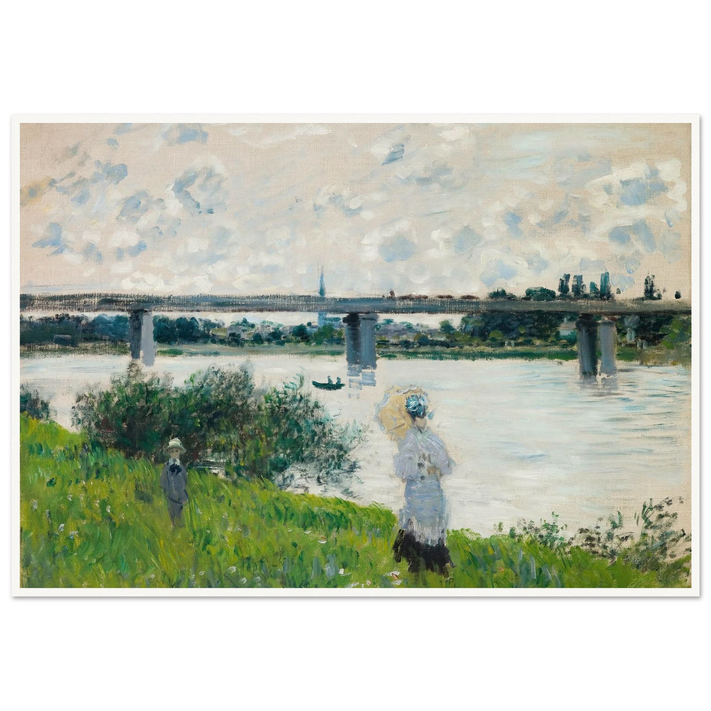 The Promenade with the Railroad Bridge, Argenteuil (1874) Art Print | Claude Monet-Quipham Collections