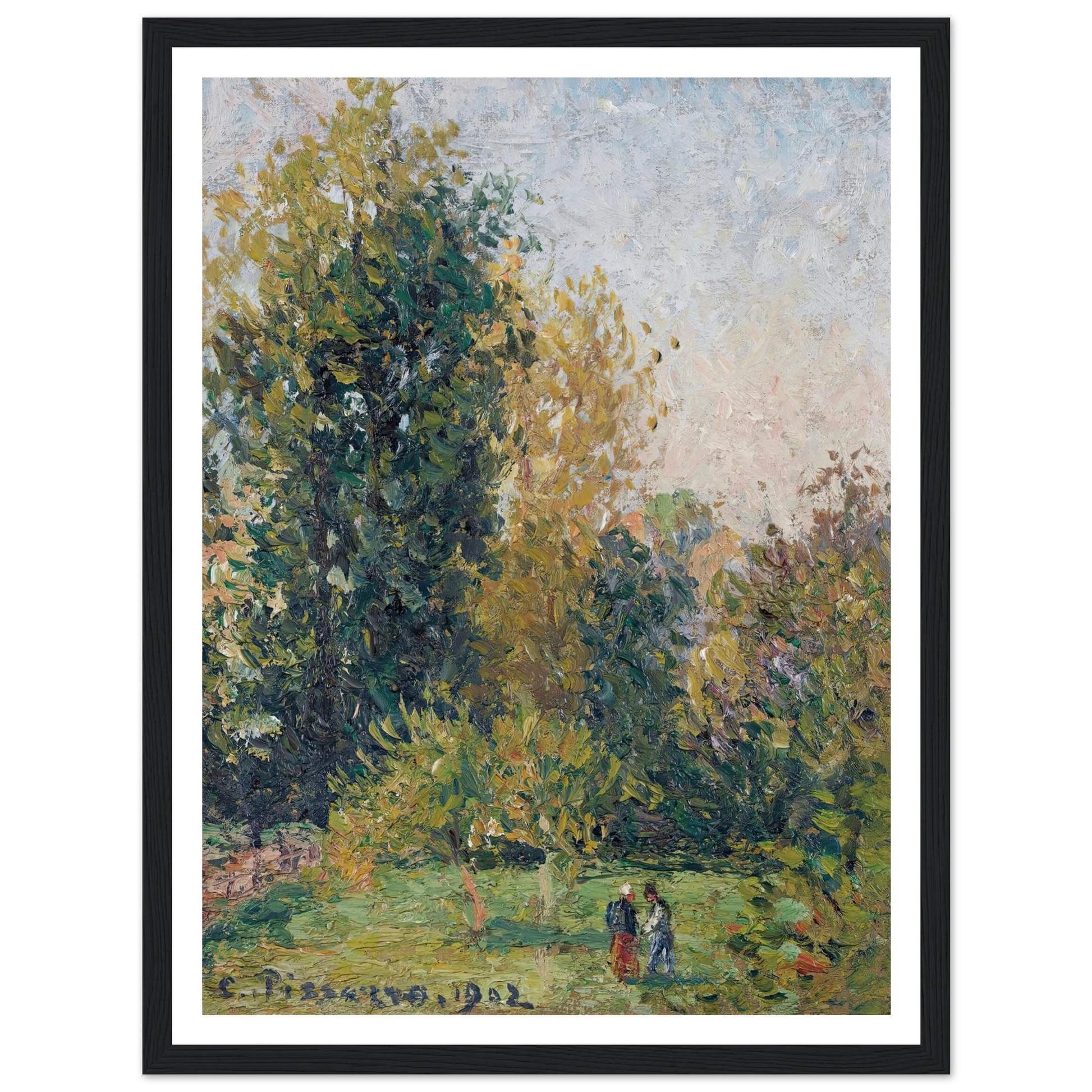 Paysage Avec Deux Personnages, Éragny, Automne (1902) Art Print | Camille Pissarro-Quipham Collections