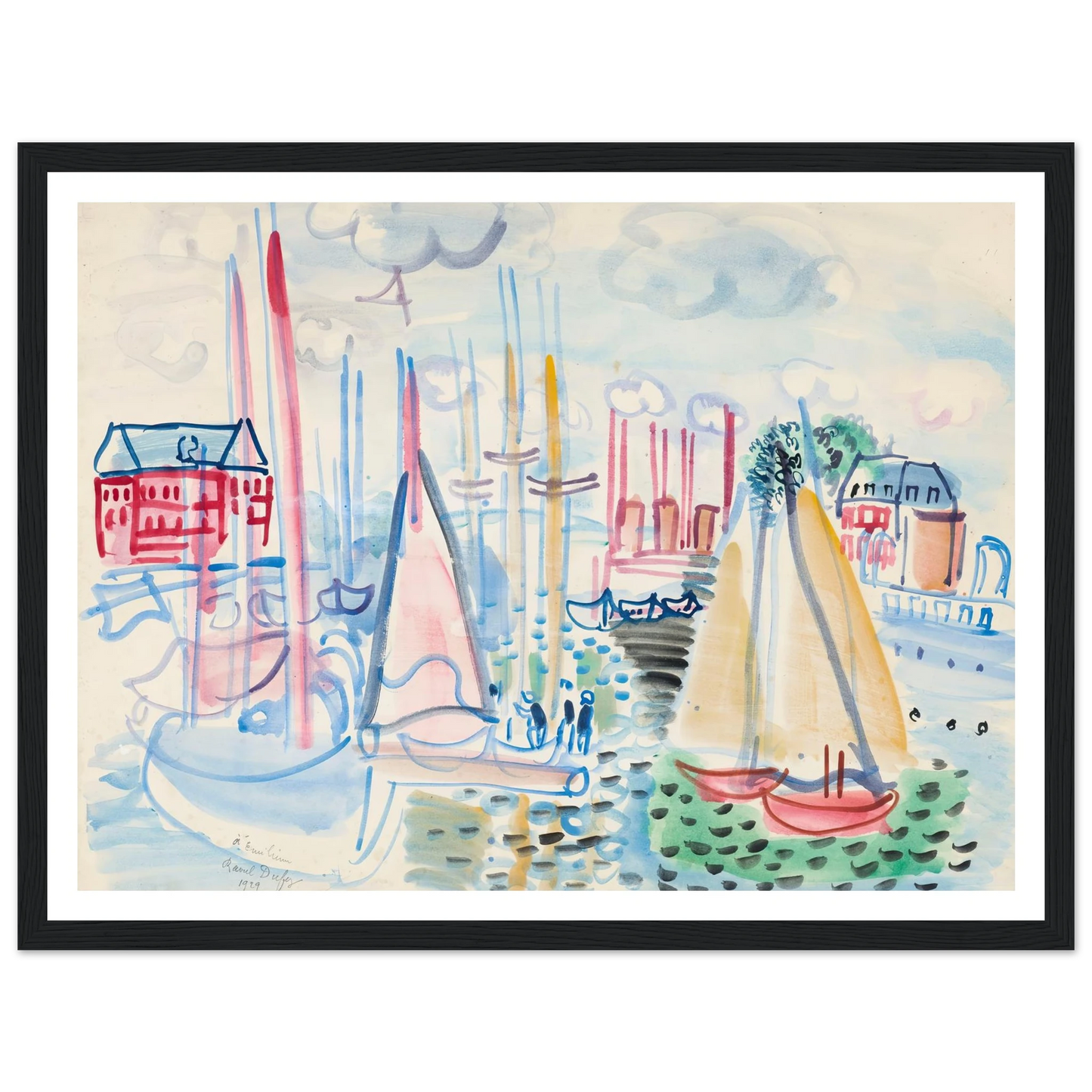 Voiliers dans le port de Deauville (1929) Art Print | Raoul Dufy-Quipham Collections