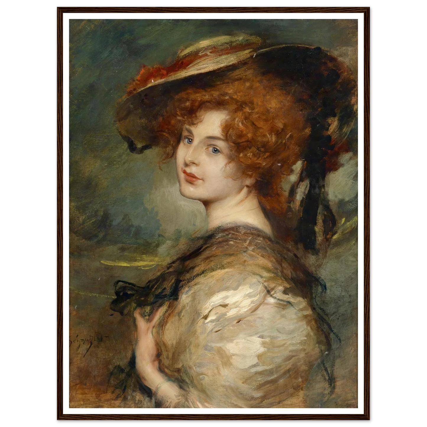 Bildnis einer Dame mit rotem Haar und Hut Art Print | Leopold Schmutzler-Quipham Collections