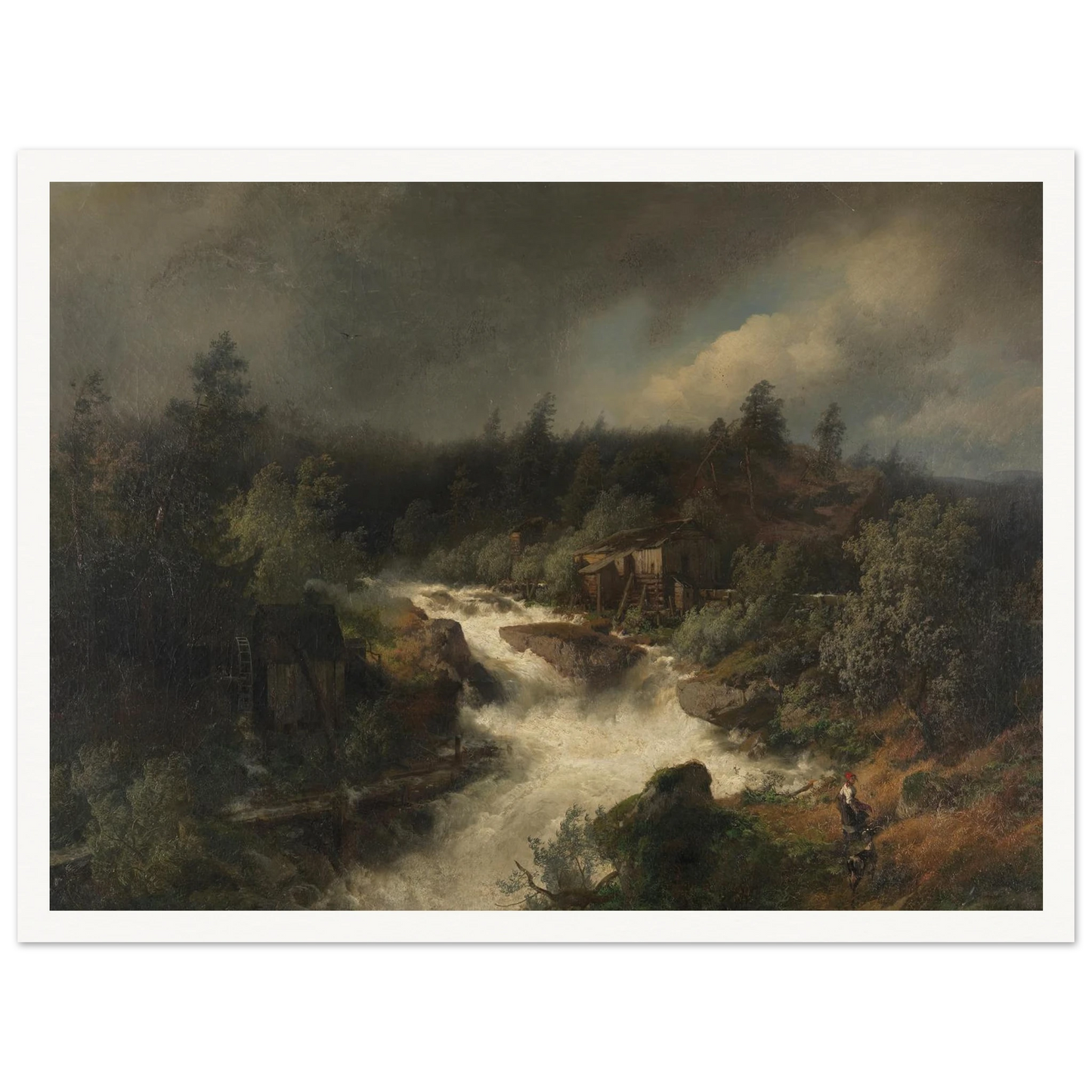 Wassermühle am tosenden Gebirgsbach (1870) Art Print | Hermann Ottomar Herzog-Quipham Collections