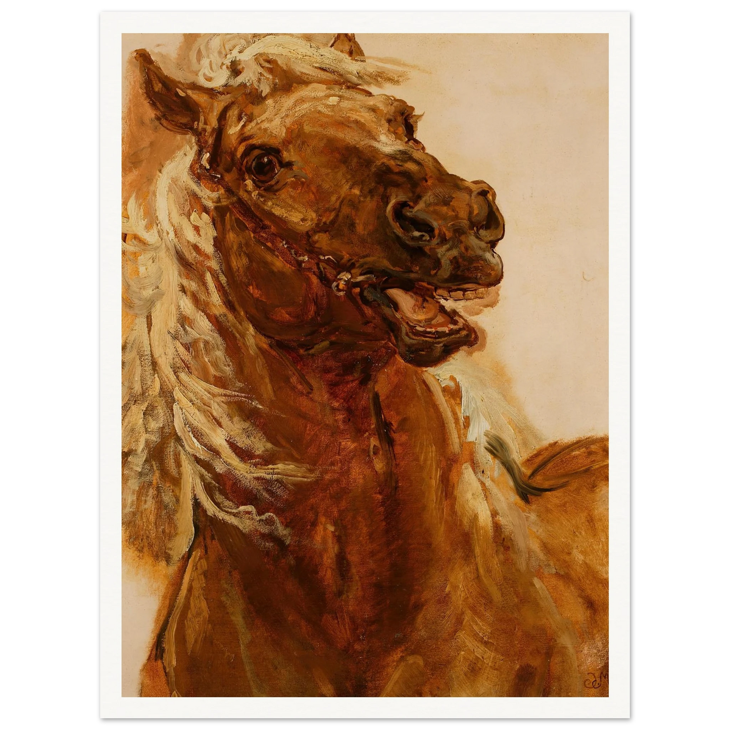 Sketch of horse’s head for the painting “Zamoyski at Byczyna” (1883) Art Print | Jan Matejko-Quipham Collections