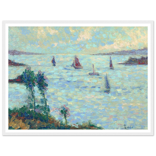 Voiliers au large de Kermouster (circa 1914-1915) Art Print | Maximilien Luce - Framed Poster - 30x40 cm / 12x16″ - Black frame