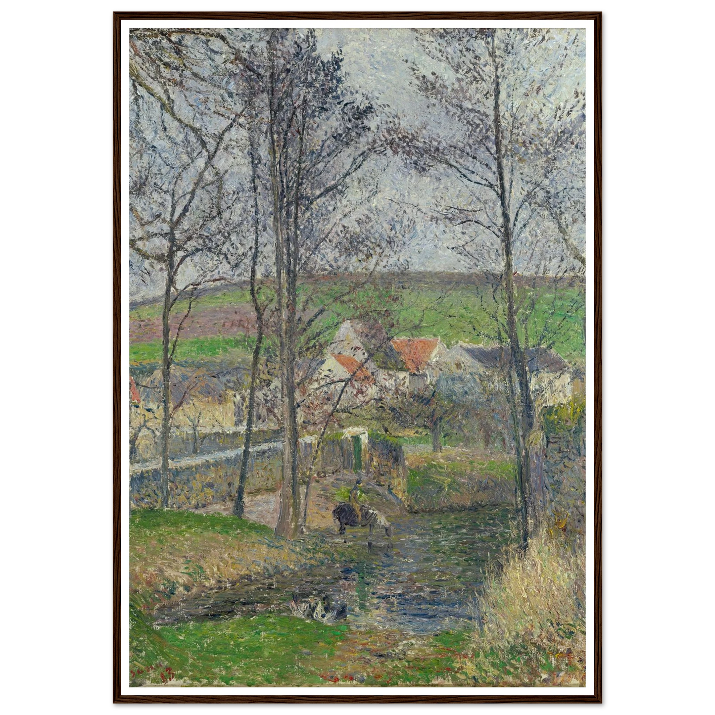 The banks of the Viosne at Osny in grey weather, winter Art Print | Camille Pissarro-Quipham Collections