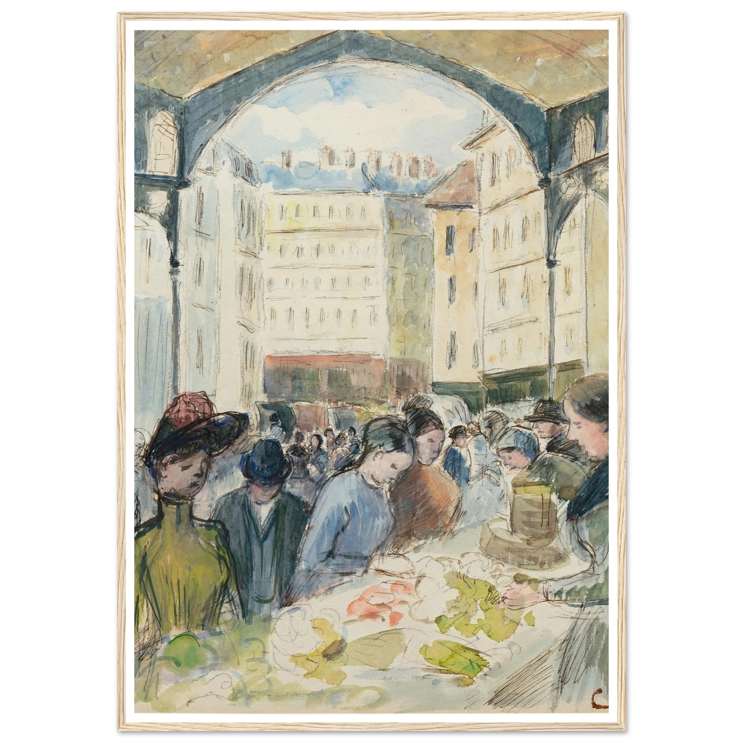 Les Halles centrales; le marché aux légumes Art Print | Camille Pissarro-Quipham Collections