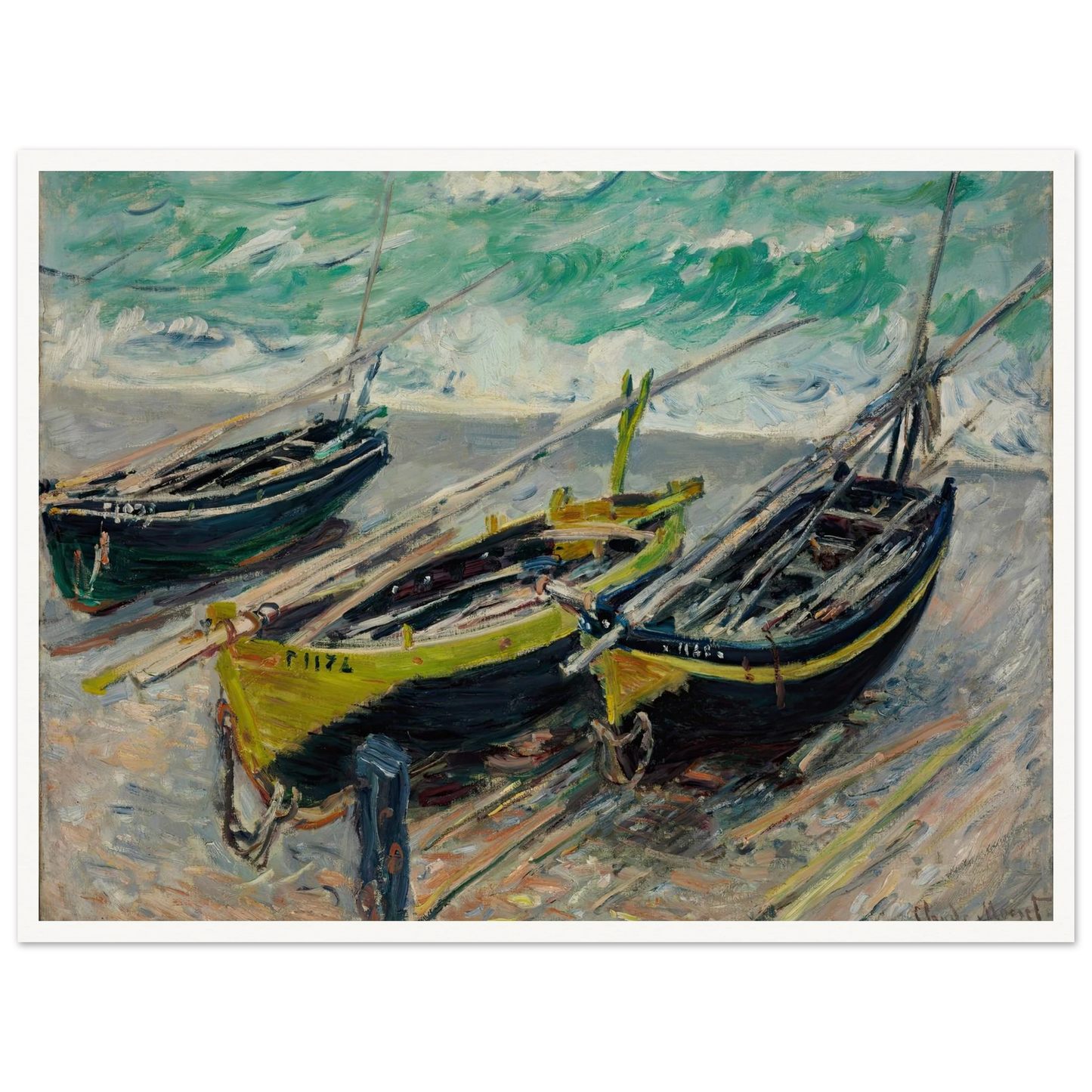 Three Fishing Boats Art Print | Claude Monet-Quipham Collections
