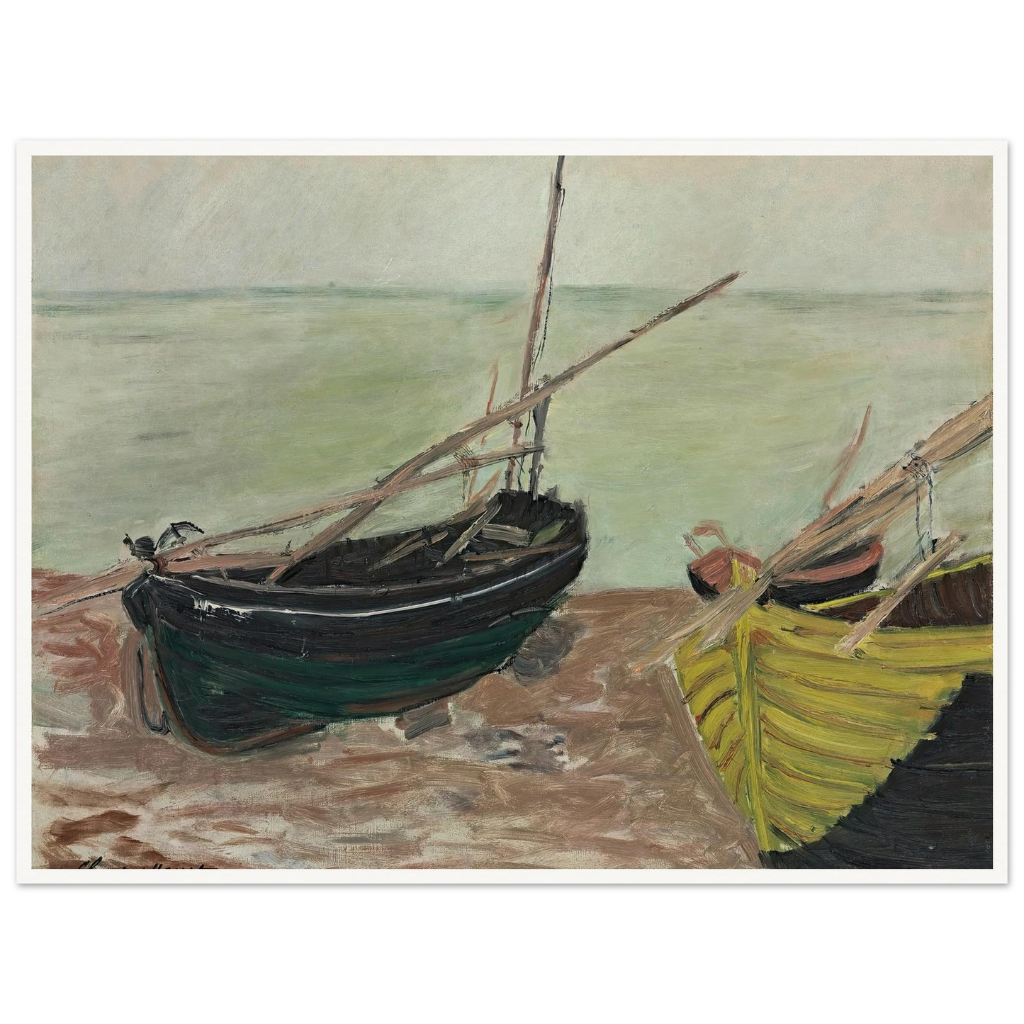 Étude de bateaux sur la plage d’Étretat (1885) Art Print | Claude Monet-Quipham Collections