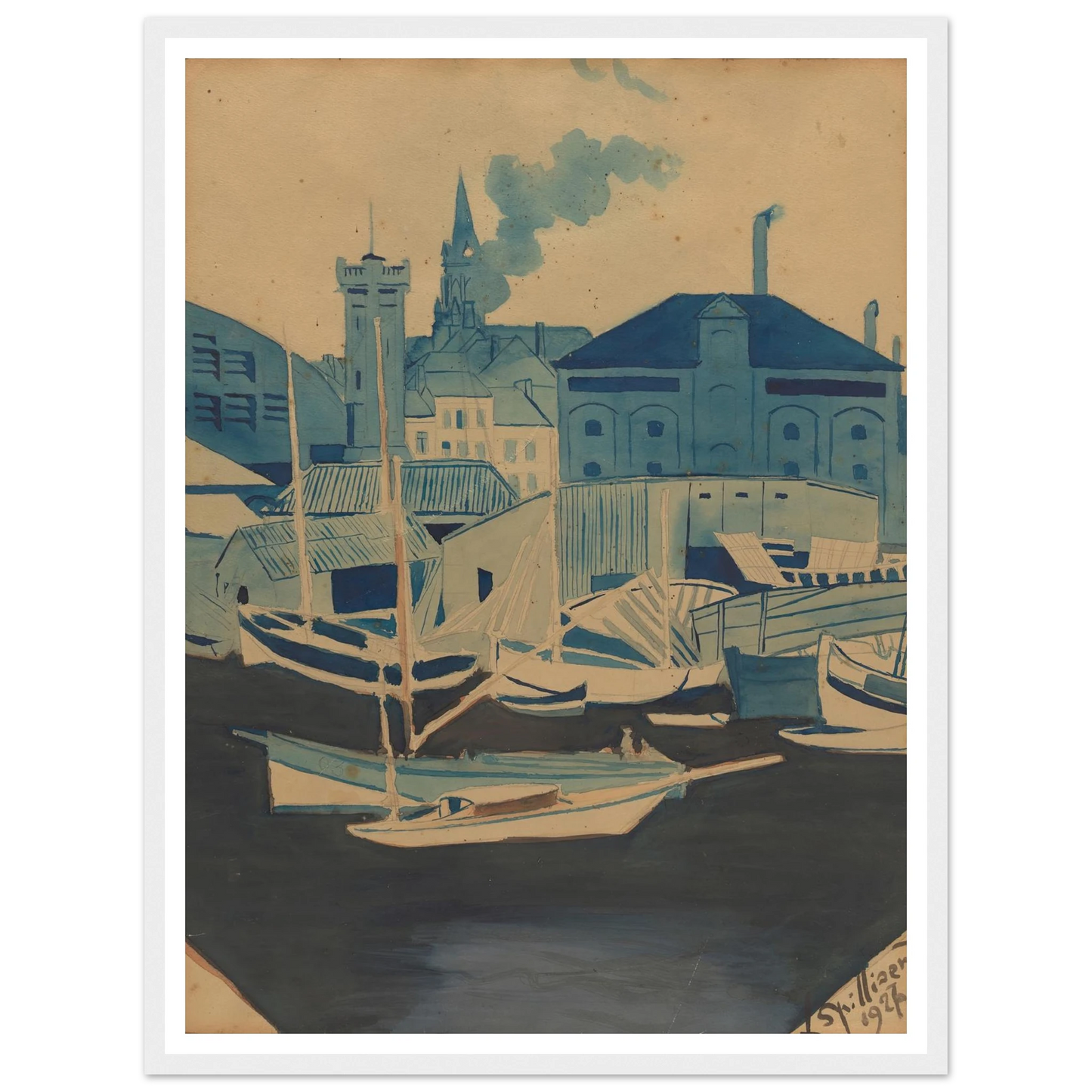 Havenzicht (1927) Art Print | Leon Spilliaert-Quipham Collections