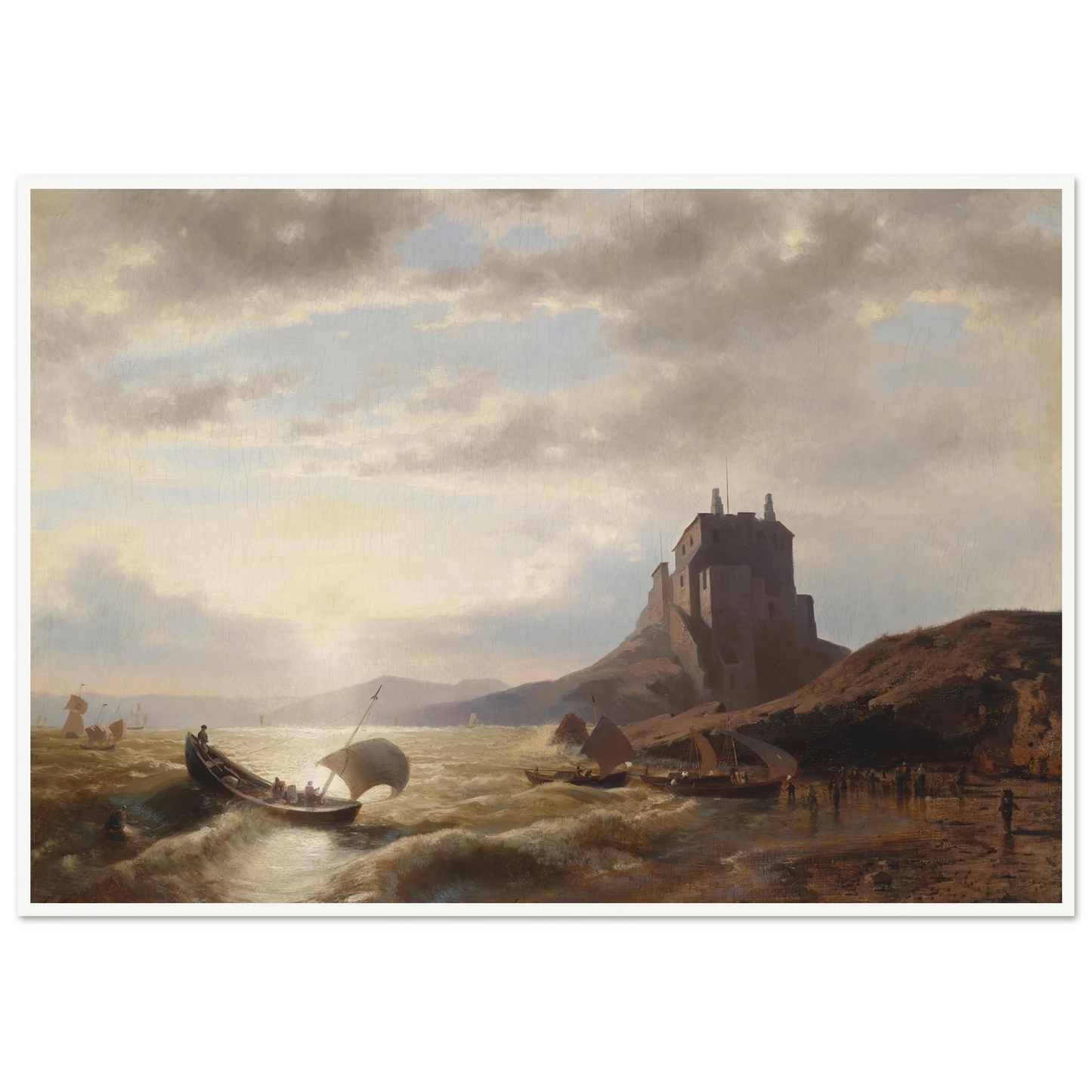 Küstenlandschaft mit Fischern Art Print | Hermann Ottomar Herzog-Quipham Collections