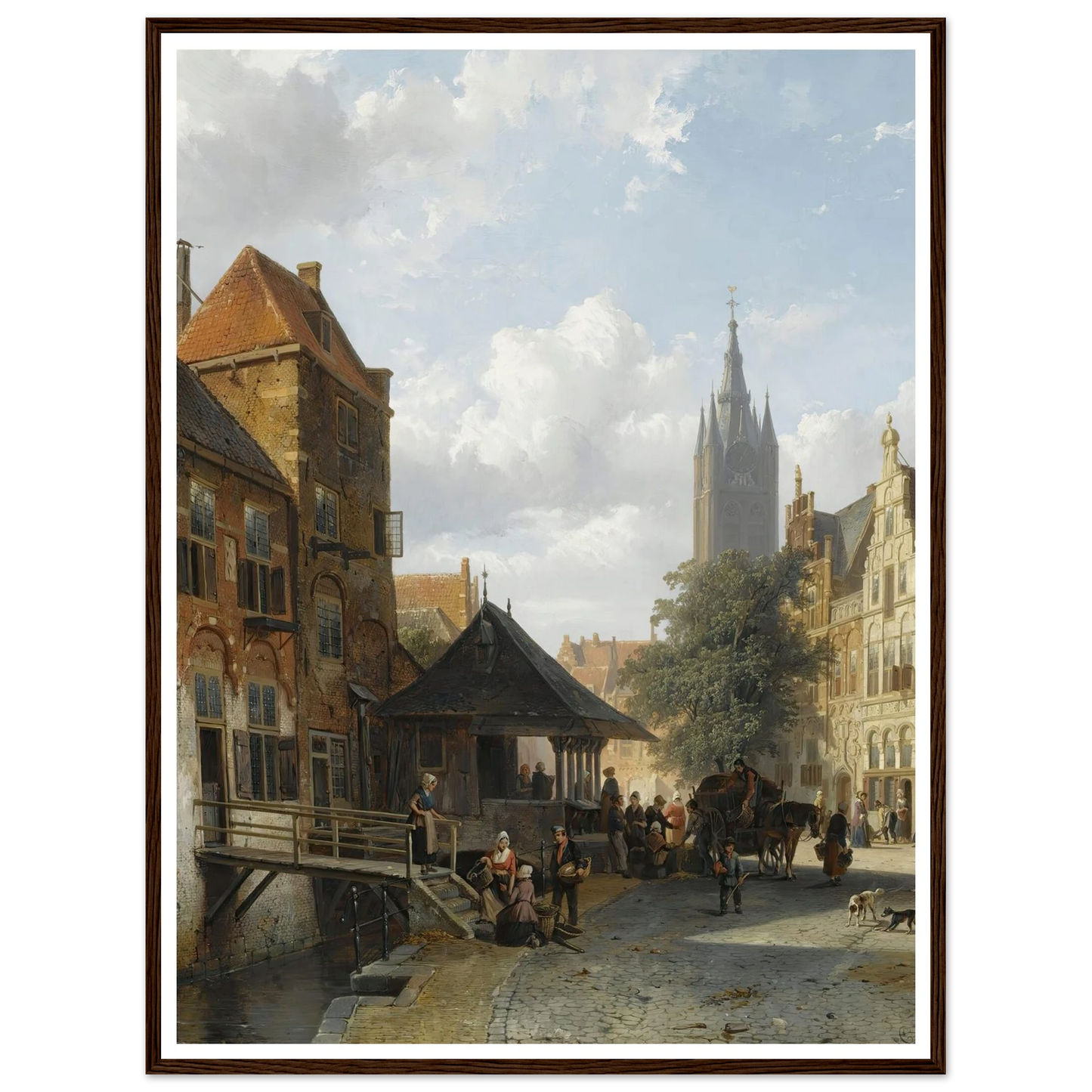 Figures At The Fish Market In Delft (1853) Art Print | Cornelis Springer-Quipham Collections