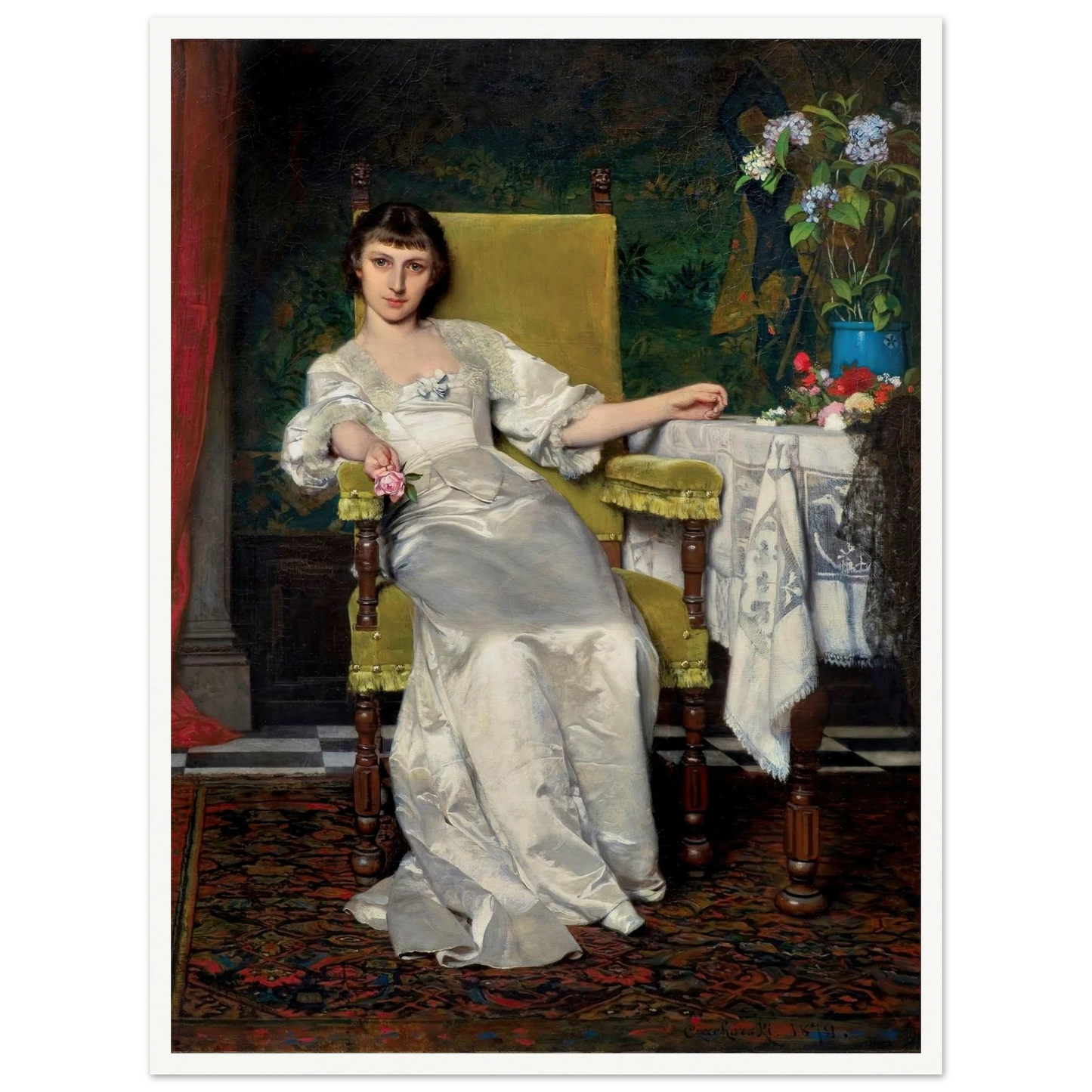 A lady with rose (1879) Art Print | Wladyslaw Czachorski-Quipham Collections