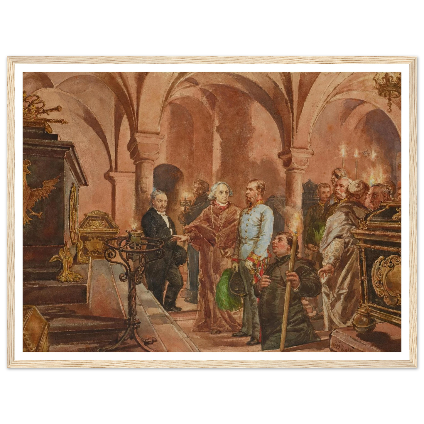 The Emperor in Front of the Sarcophagus of John III Sobieski in Saint Leonard’s Crypt under the Wawel Cathedral (1881) Art Print | Jan Matejko-Quipham Collections