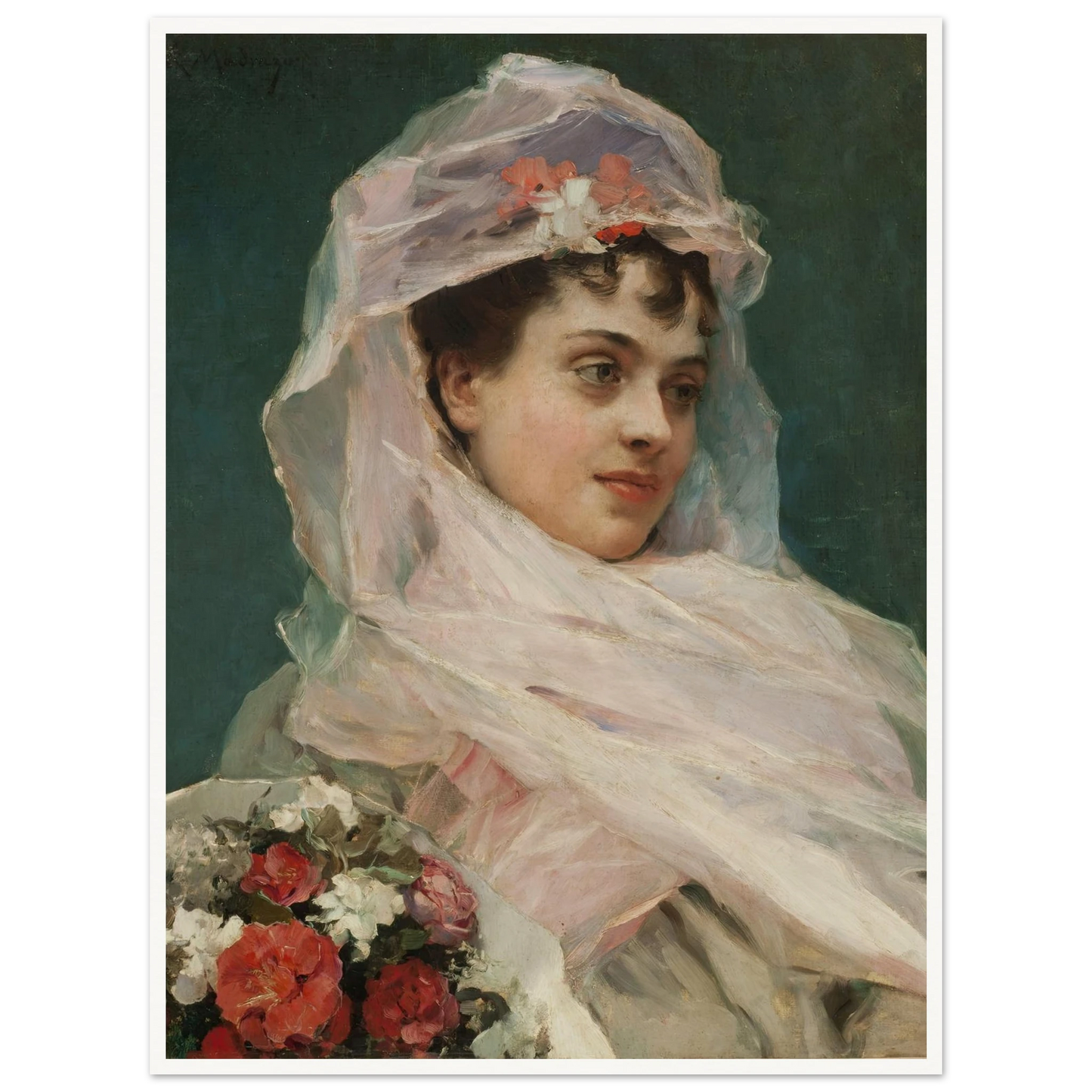 Aline Masson con tocado de gasa. (1880) Art Print | Raimundo de Madrazo y Garreta-Quipham Collections