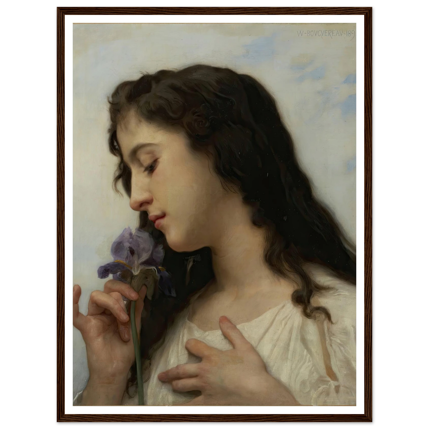 Woman with Iris (1895) Art Print | William Bouguereau-Quipham Collections